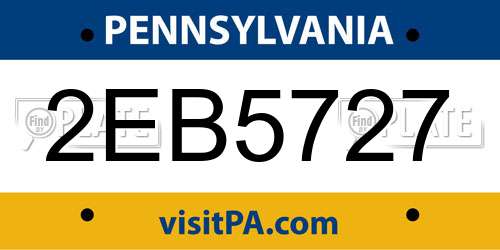 2EB5727 Pennsylvania License Plate