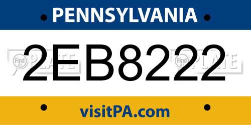 2EB8222 Pennsylvania License Plate