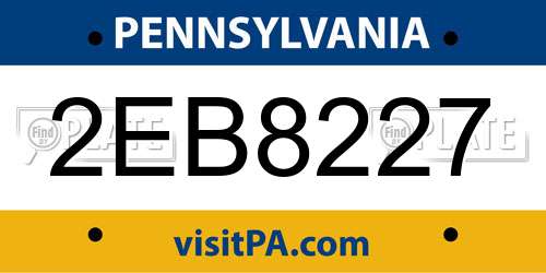 2EB8227 Pennsylvania License Plate