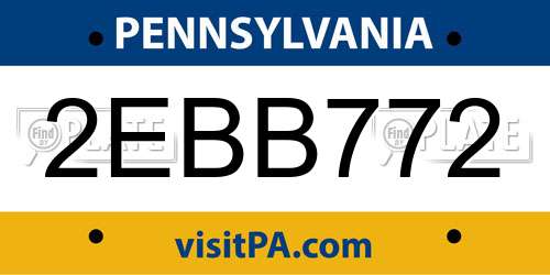 2EBB772 Pennsylvania License Plate