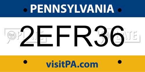 2EFR36 Pennsylvania License Plate