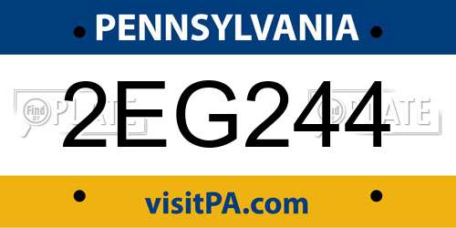2EG244 Pennsylvania License Plate