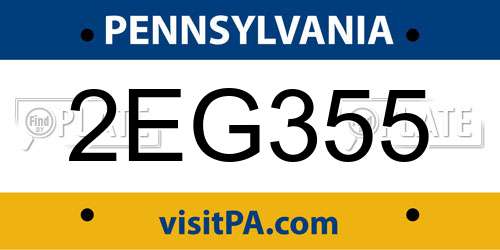 2EG355 Pennsylvania License Plate
