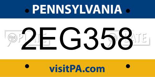 2EG358 Pennsylvania License Plate