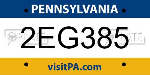 2EG385 Pennsylvania License Plate