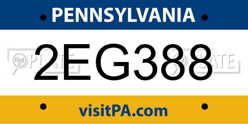 2EG388 Pennsylvania License Plate