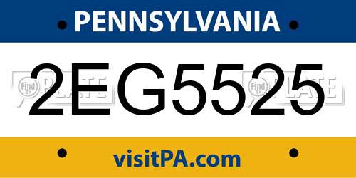 2EG5525 Pennsylvania License Plate