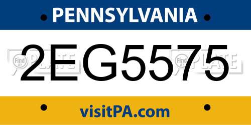 2EG5575 Pennsylvania License Plate
