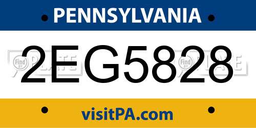 2EG5828 Pennsylvania License Plate