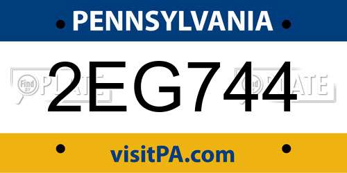 2EG744 Pennsylvania License Plate