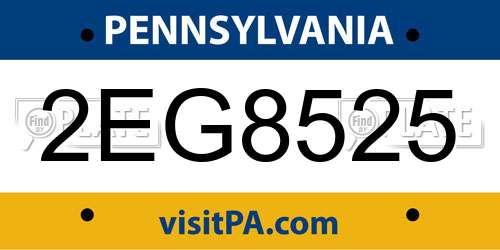 2EG8525 Pennsylvania License Plate