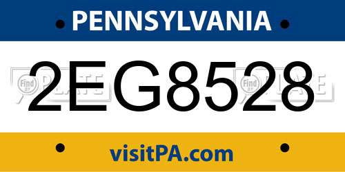 2EG8528 Pennsylvania License Plate