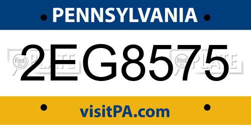2EG8575 Pennsylvania License Plate