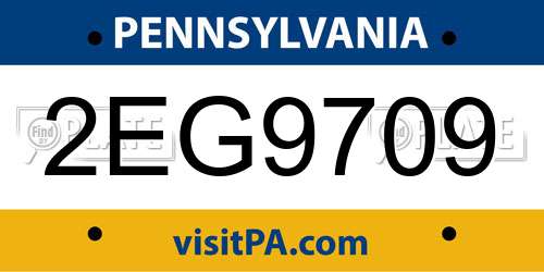 2EG9709 Pennsylvania License Plate