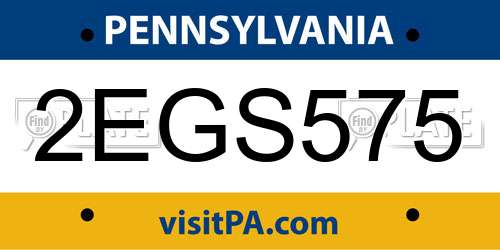 2EGS575 Pennsylvania License Plate