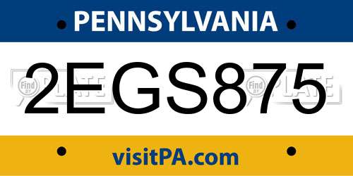 2EGS875 Pennsylvania License Plate