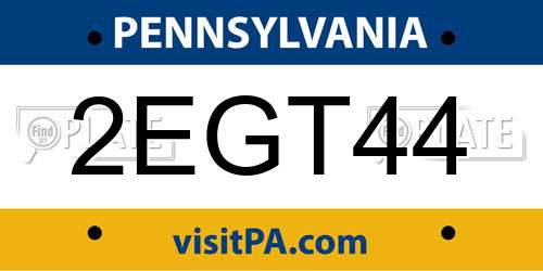 2EGT44 Pennsylvania License Plate