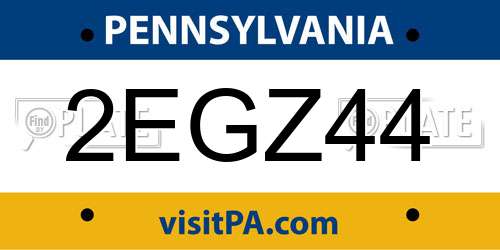 2EGZ44 Pennsylvania License Plate