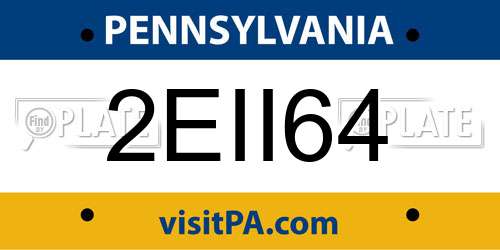 2EII64 Pennsylvania License Plate