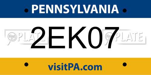 2EK07 Pennsylvania License Plate