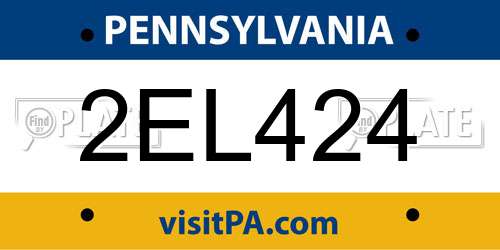 2EL424 Pennsylvania License Plate