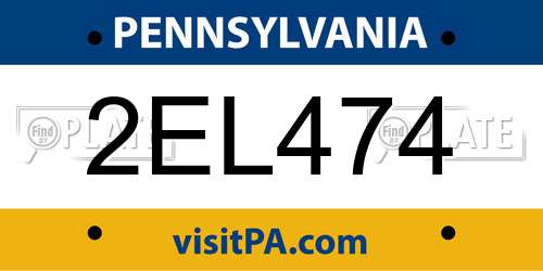 2EL474 Pennsylvania License Plate