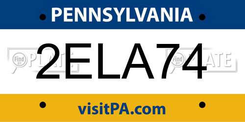 2ELA74 Pennsylvania License Plate