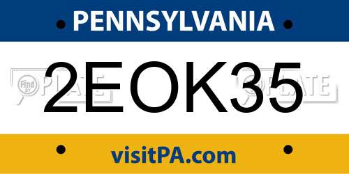 2EOK35 Pennsylvania License Plate