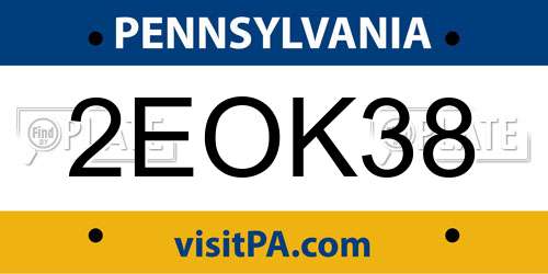 2EOK38 Pennsylvania License Plate