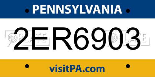 2ER6903 Pennsylvania License Plate