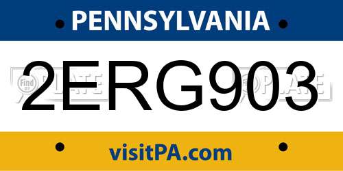 2ERG903 Pennsylvania License Plate