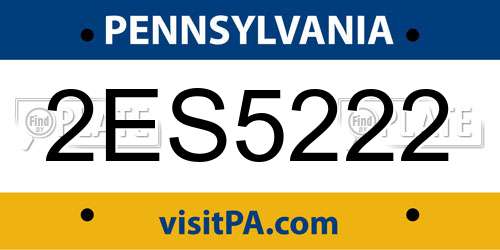 2ES5222 Pennsylvania License Plate