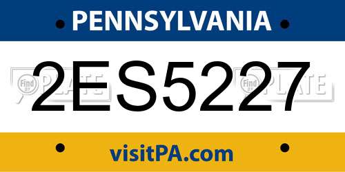 2ES5227 Pennsylvania License Plate
