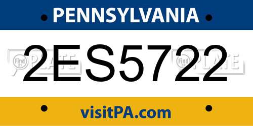 2ES5722 Pennsylvania License Plate