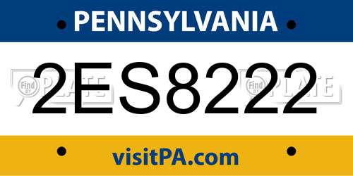 2ES8222 Pennsylvania License Plate