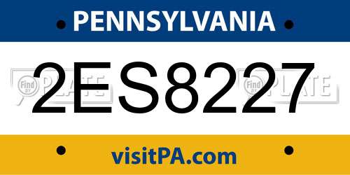 2ES8227 Pennsylvania License Plate