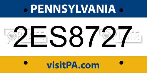 2ES8727 Pennsylvania License Plate