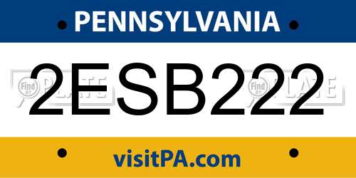 2ESB222 Pennsylvania License Plate