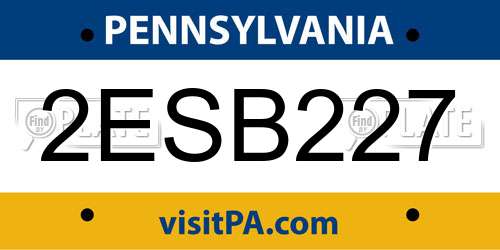 2ESB227 Pennsylvania License Plate