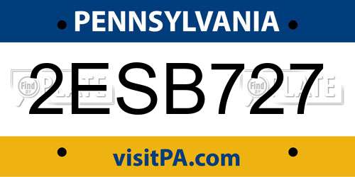 2ESB727 Pennsylvania License Plate