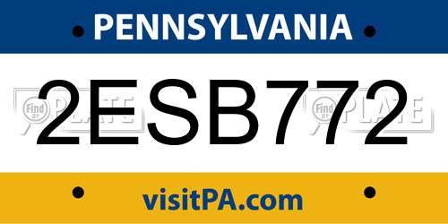 2ESB772 Pennsylvania License Plate