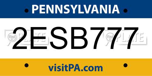 2ESB777 Pennsylvania License Plate
