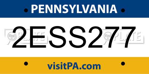2ESS277 Pennsylvania License Plate