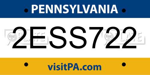 2ESS722 Pennsylvania License Plate