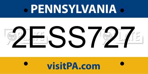 2ESS727 Pennsylvania License Plate
