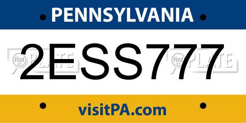 2ESS777 Pennsylvania License Plate