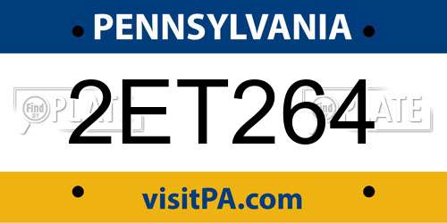 2ET264 Pennsylvania License Plate