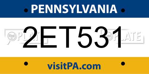 2ET531 Pennsylvania License Plate