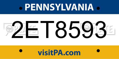 2ET8593 Pennsylvania License Plate