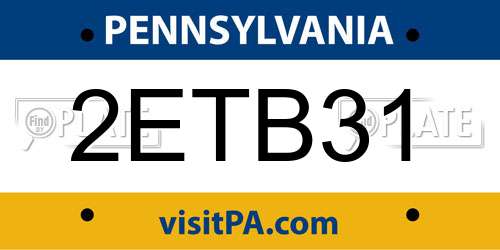 2ETB31 Pennsylvania License Plate